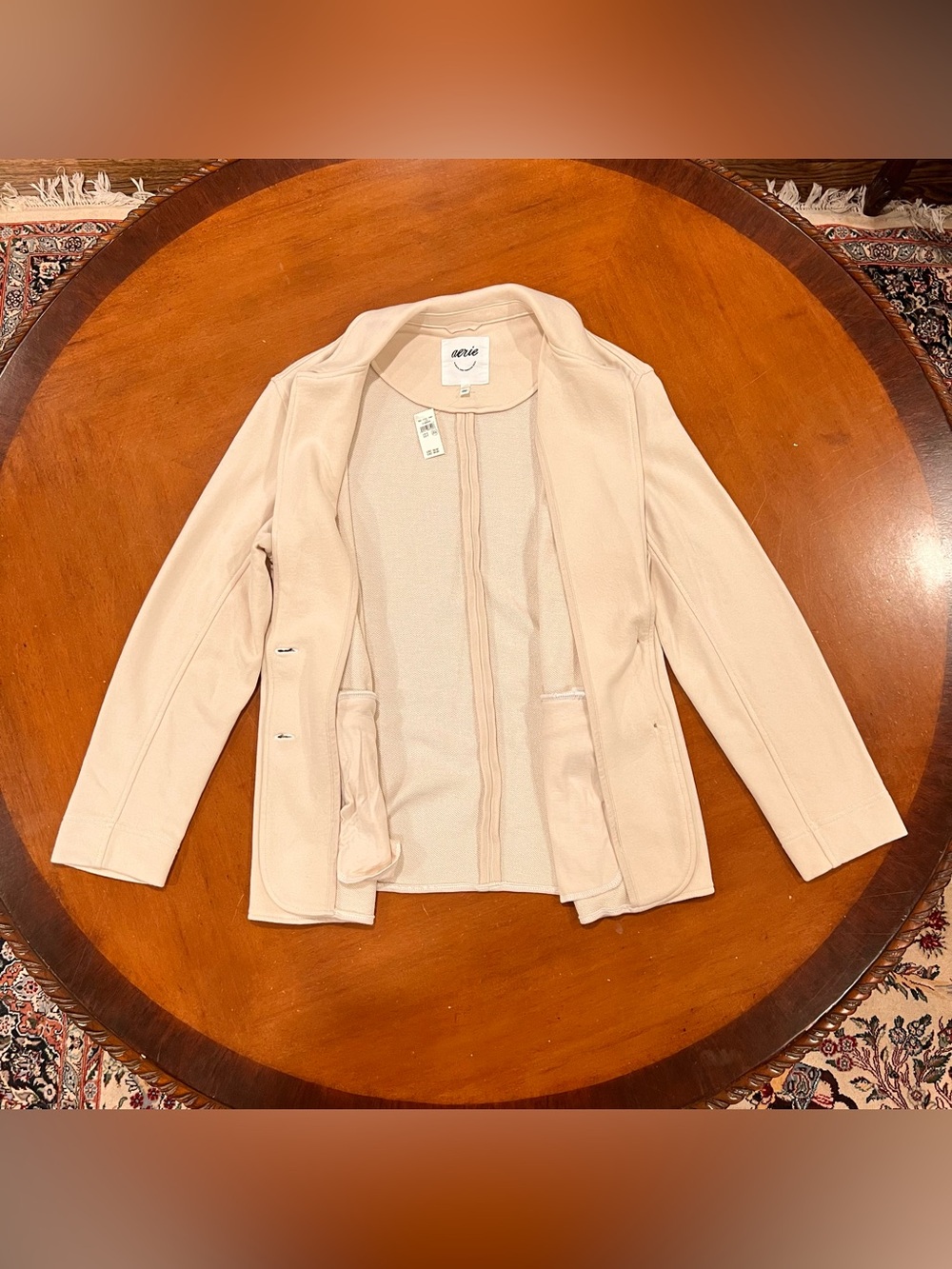 NWT American Eagle Aerie Fleece Blazer Cake Batter Small Oversized Longer Length - Picture 5 of 16